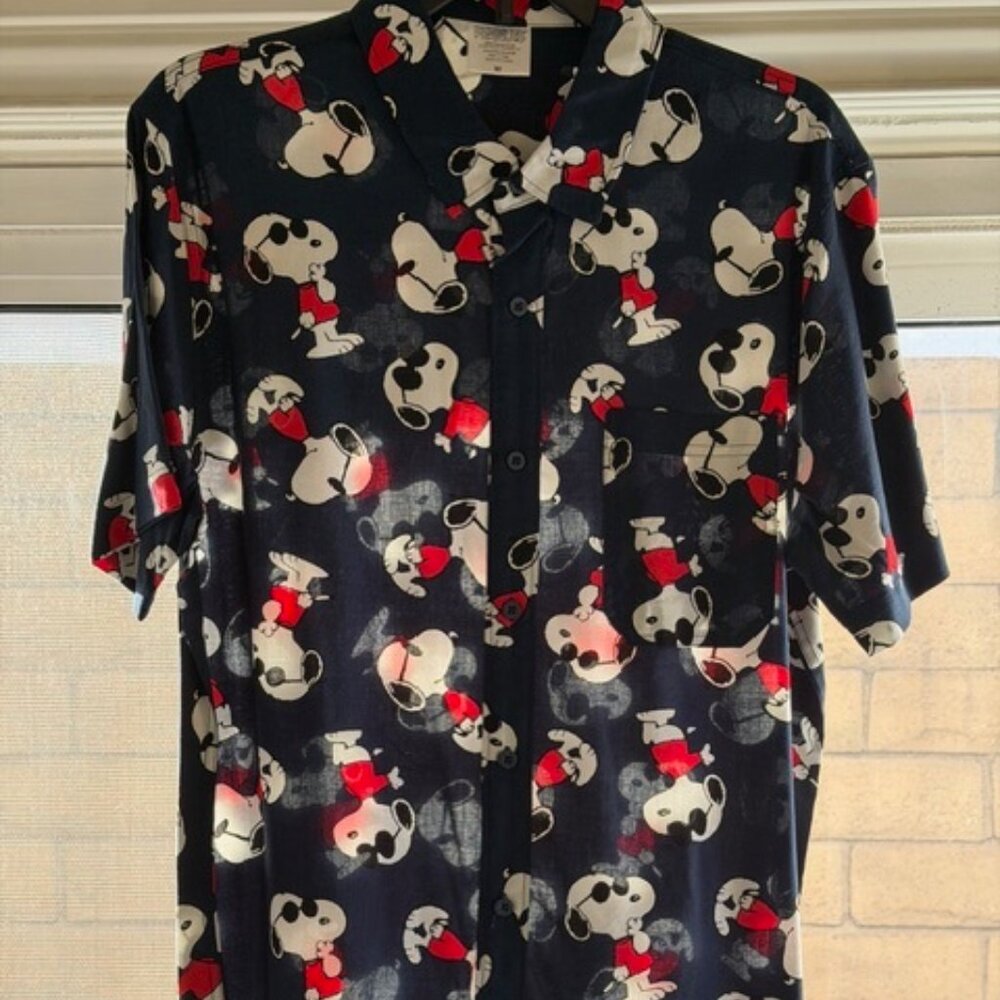Men's Peanuts Snoopy Joe Cool Button-Down Shirt, Navy